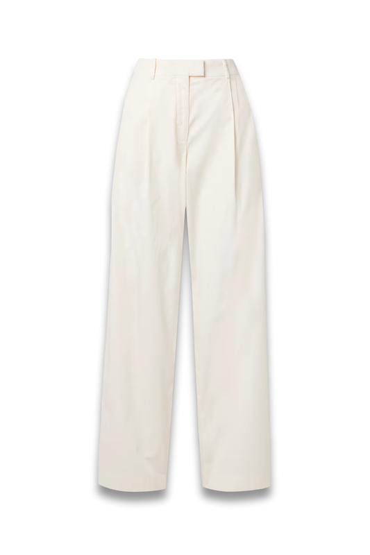 Pleated Organic Cotton-Blend Poplin Wide-Leg Pants