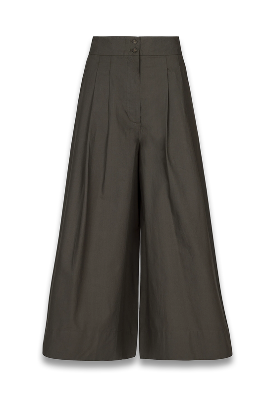 Bateau- Dark Khaki Cotton Poplin Trousers