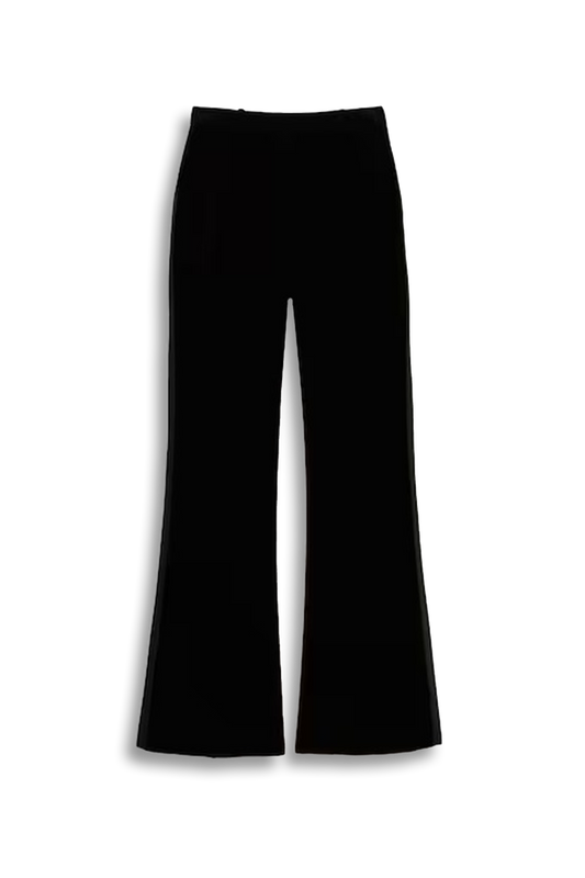 Velvet Flared Suit Trousers in Black