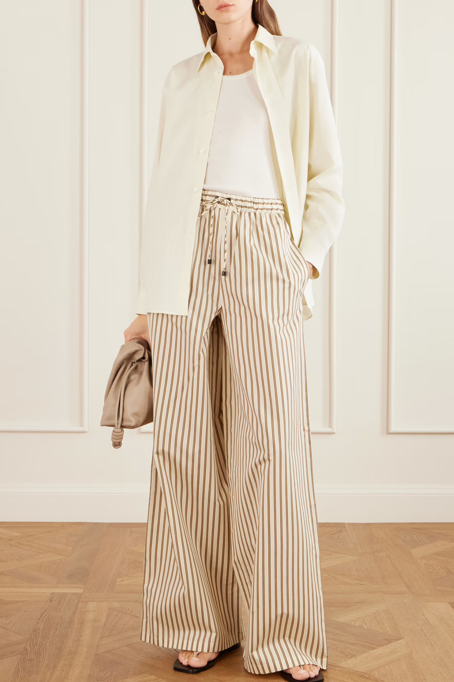 Striped Cotton and Silk-blend Pants
