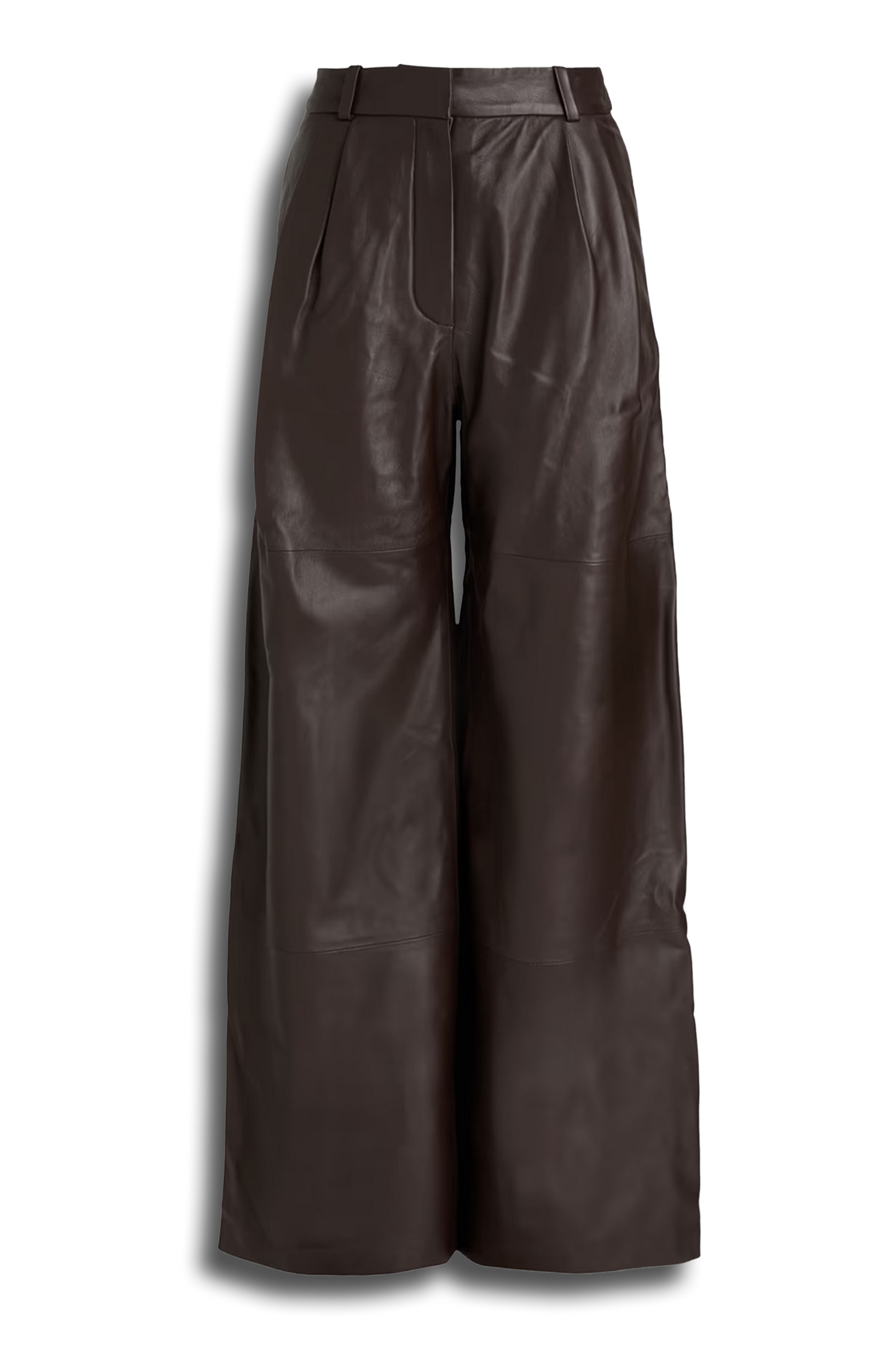 Pleated Leather Wide-leg Pants