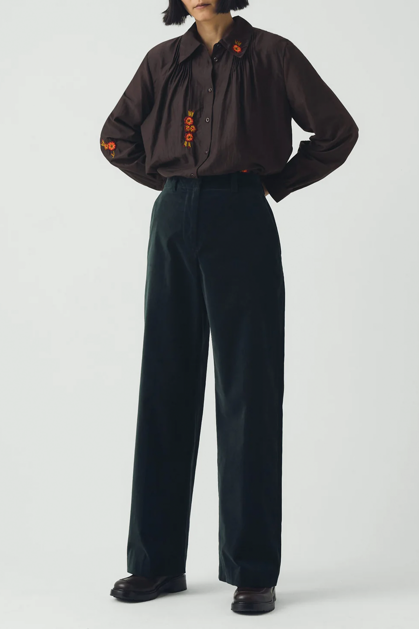 Cotton-velvet Straight Trousers