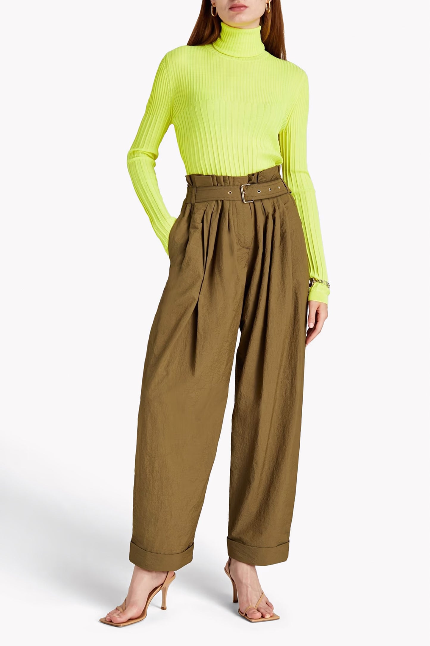 Pleated crinkled-faille tapered pants
