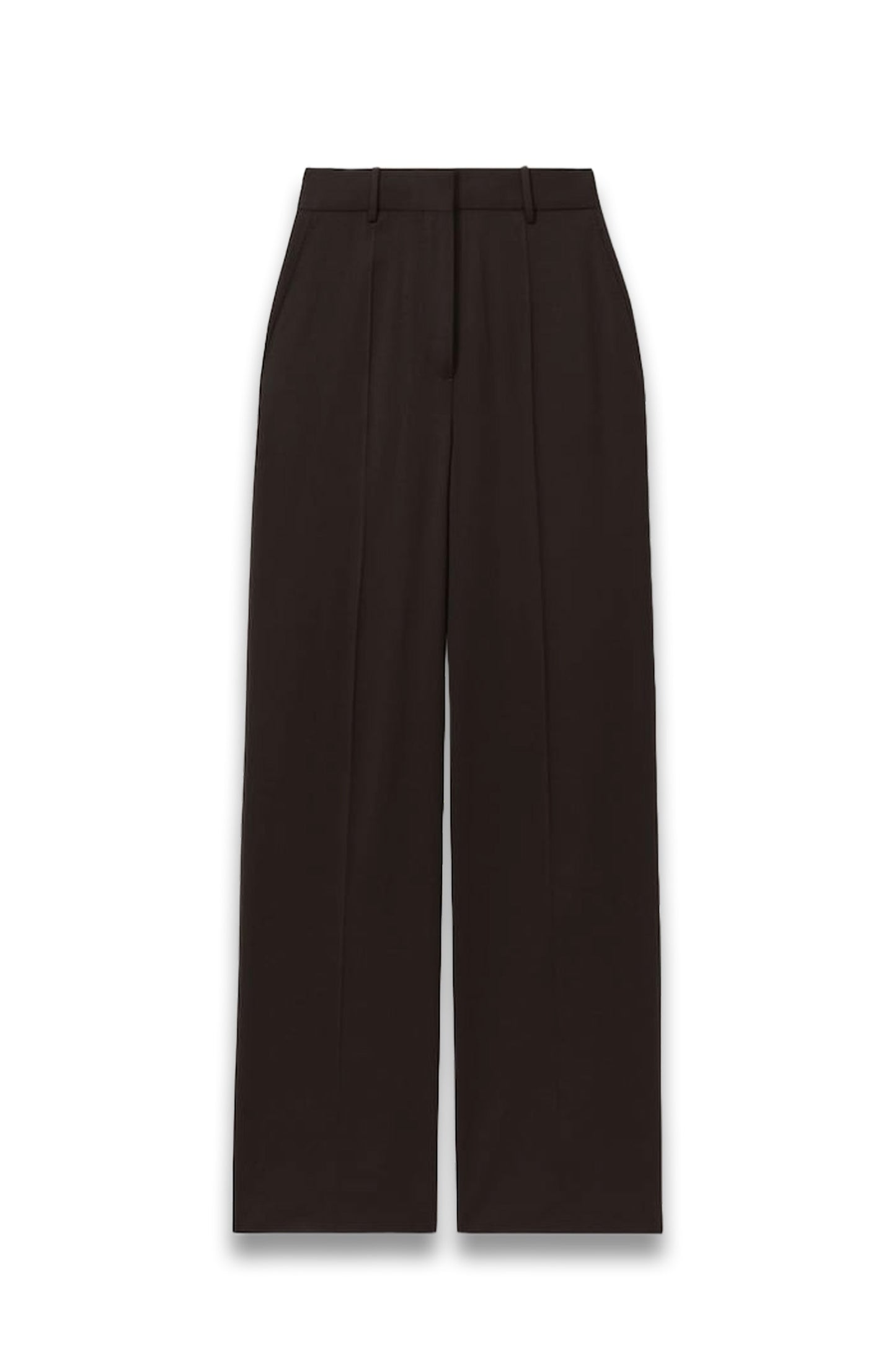 Evelyn Chocolate Wool Blend wide Leg Suit Trouser