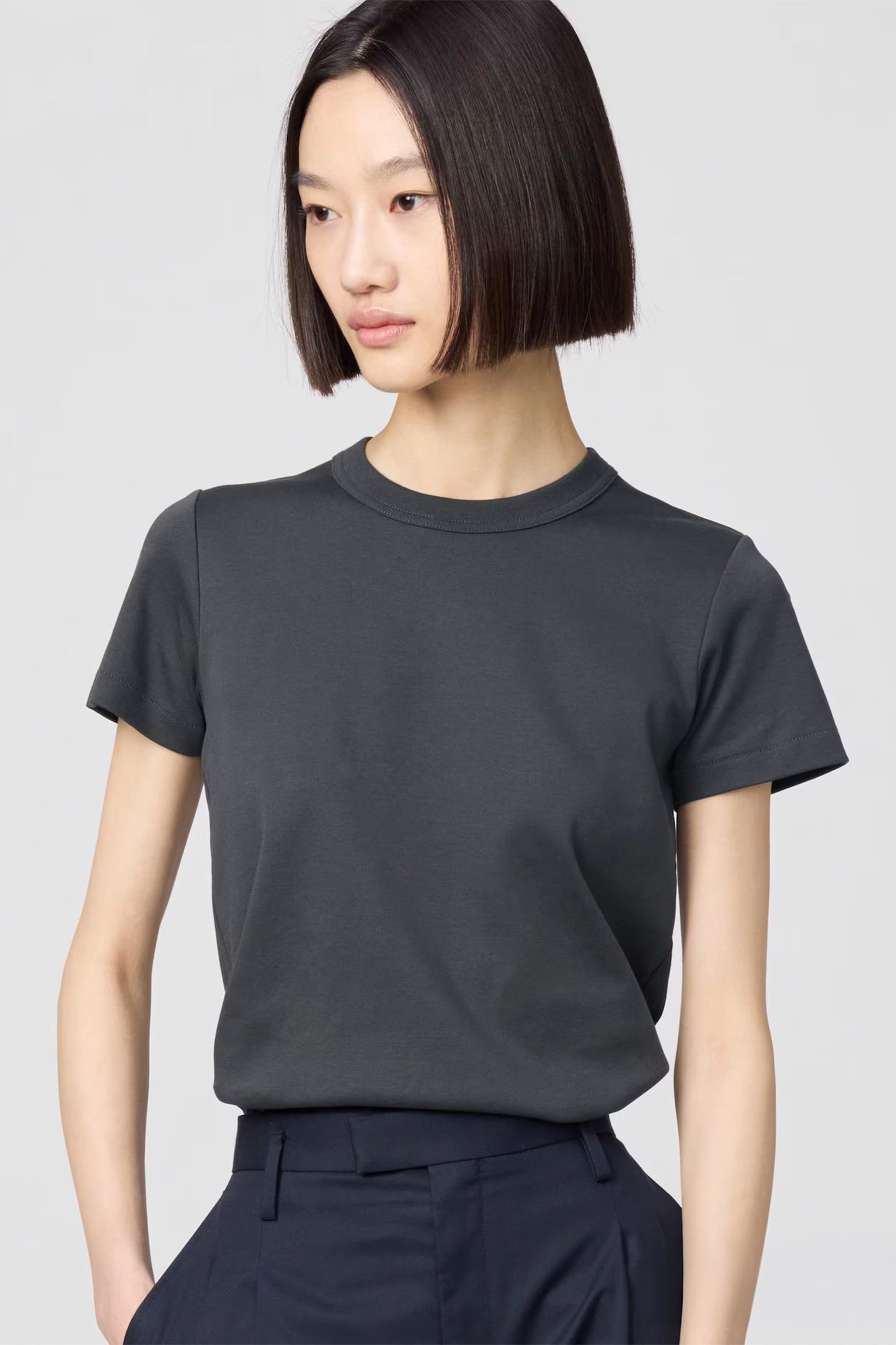 Crew Neck Short Sleeved T-Shirt Dark Grey