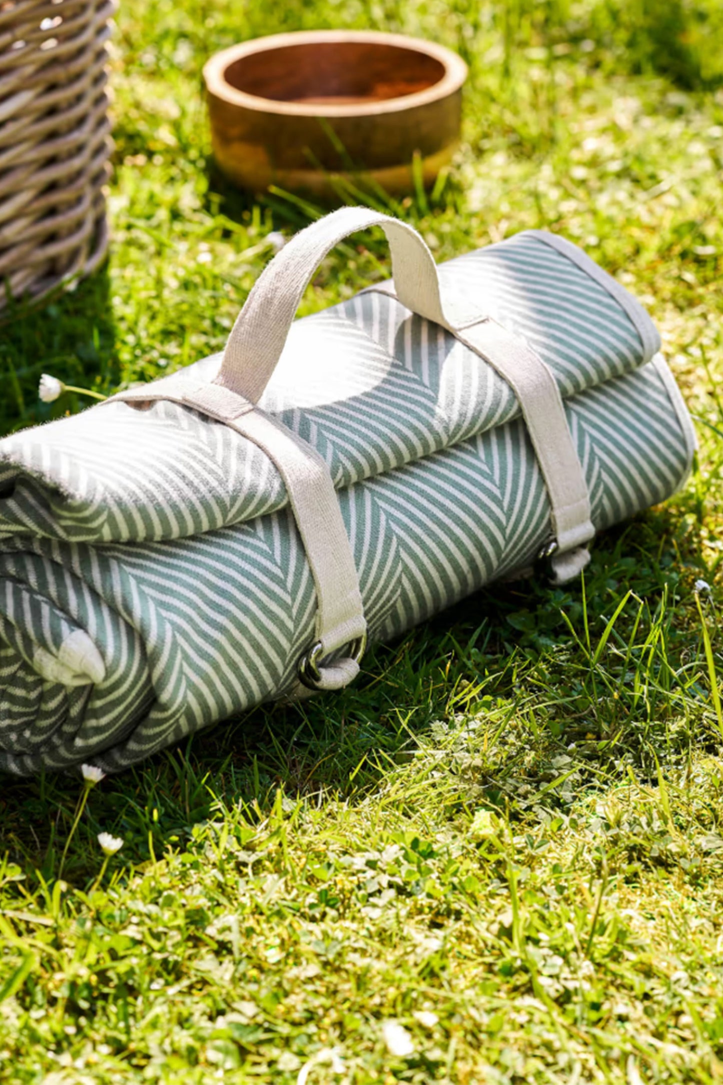 Tubney Herringbone Picnic Blanket Rosemary