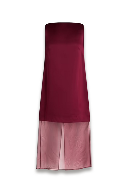 Rio Cowl Organza-trimmed Silk-satin Midi Dress