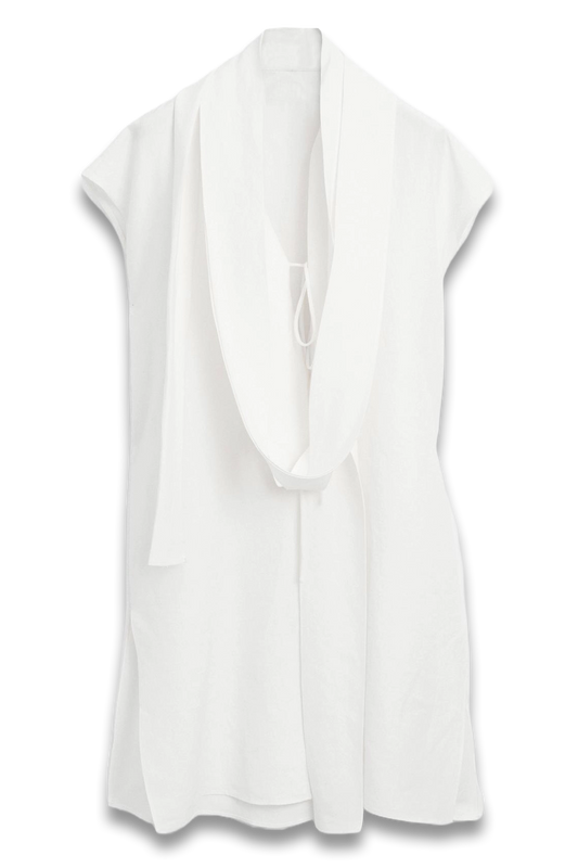 Linen Tunic Shirt with Scarf Detail - Limited Edition