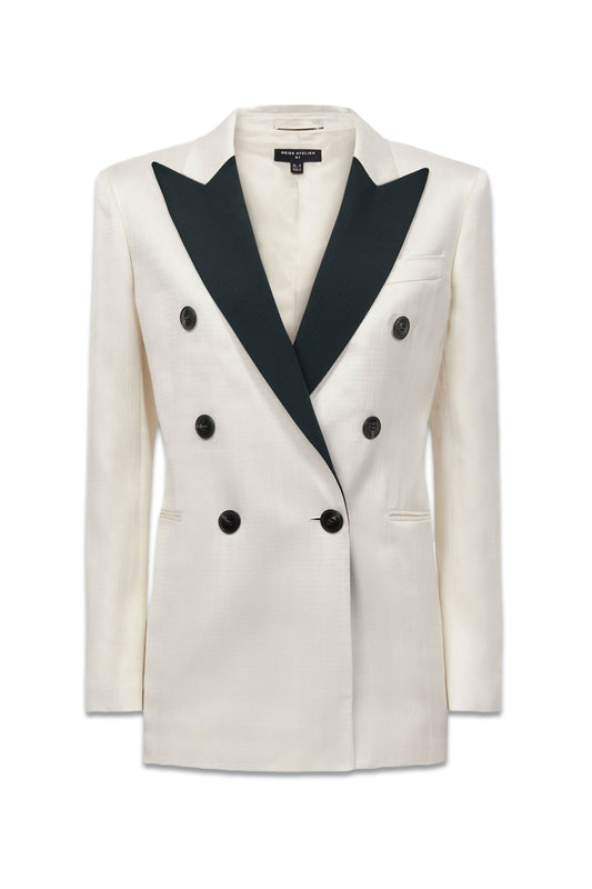 Vivien Atelier Fitted Double Breasted Contrast Blazer
