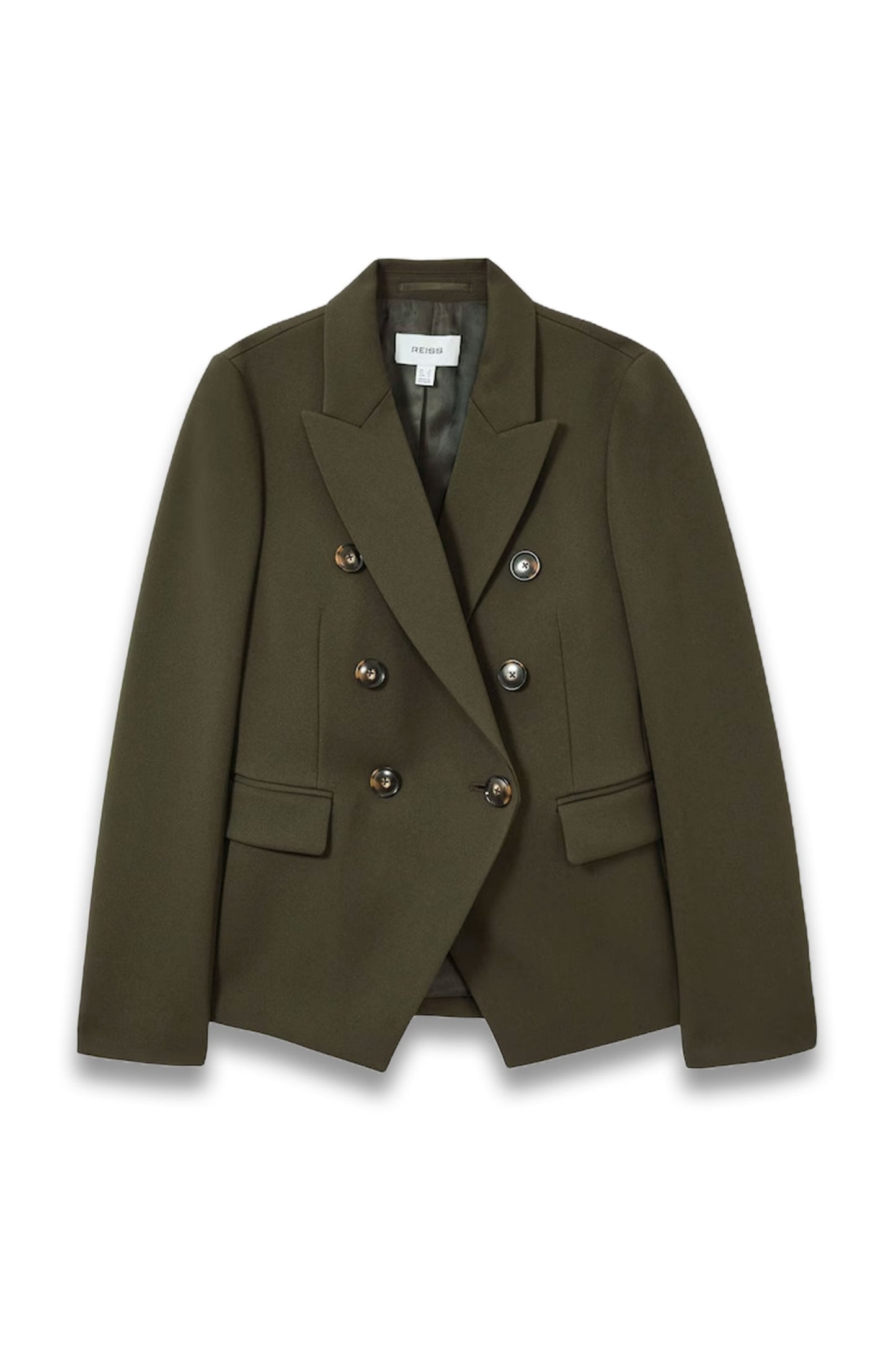 Priya Twill Double-Breasted Blazer in Green