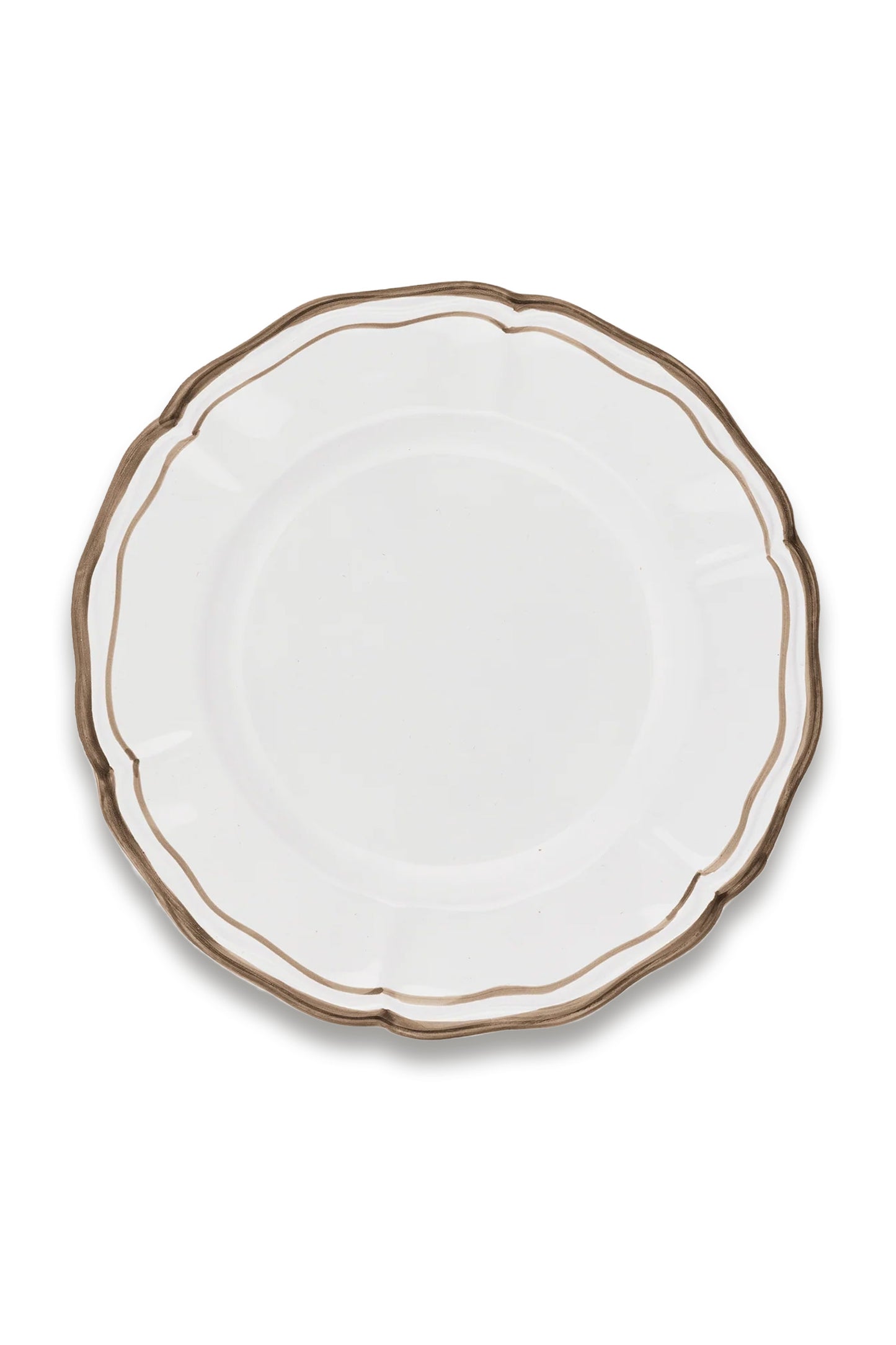 Set of 4 Zita Scalloped Dinner Plates in Chestnut Brown