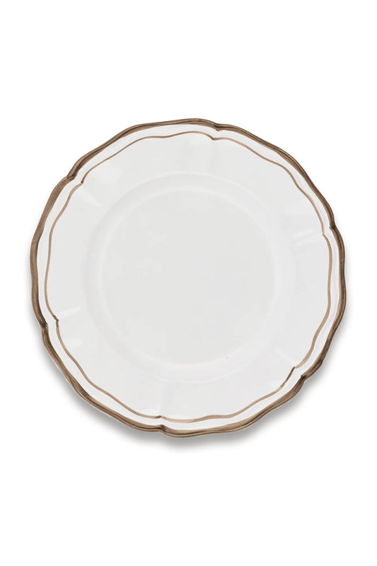 Set of 4 Zita Scalloped Dinner Plates in Chestnut Brown
