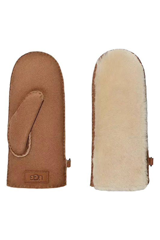 UGG Exposed Sheepskin Mittens, Chestnut