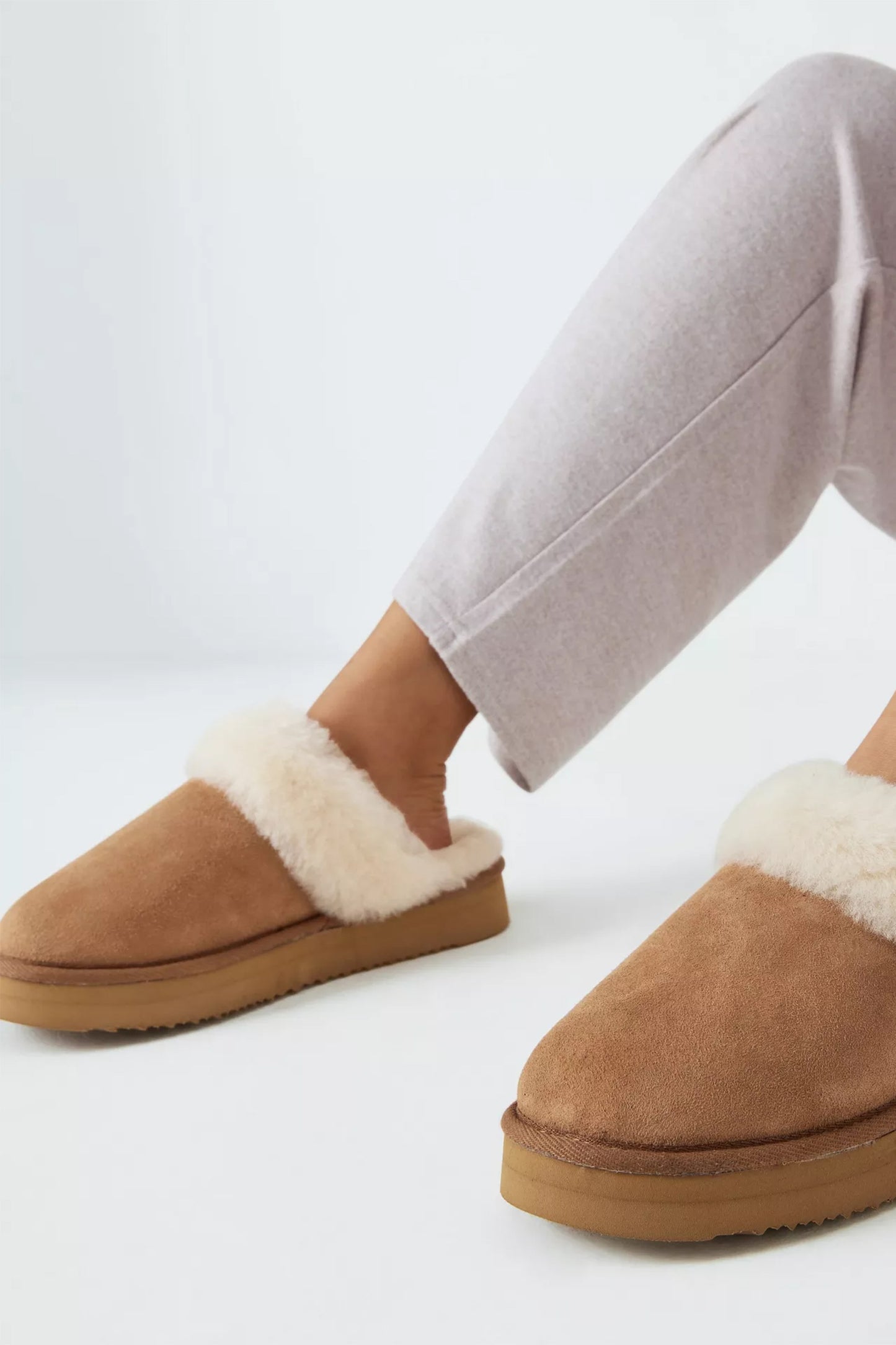 Sheepskin Platform Mule Slippers, Chestnut