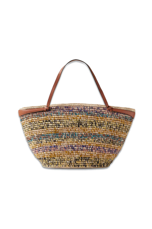 Mallorca Leather-Trimmed Raffia Shoulder Bag