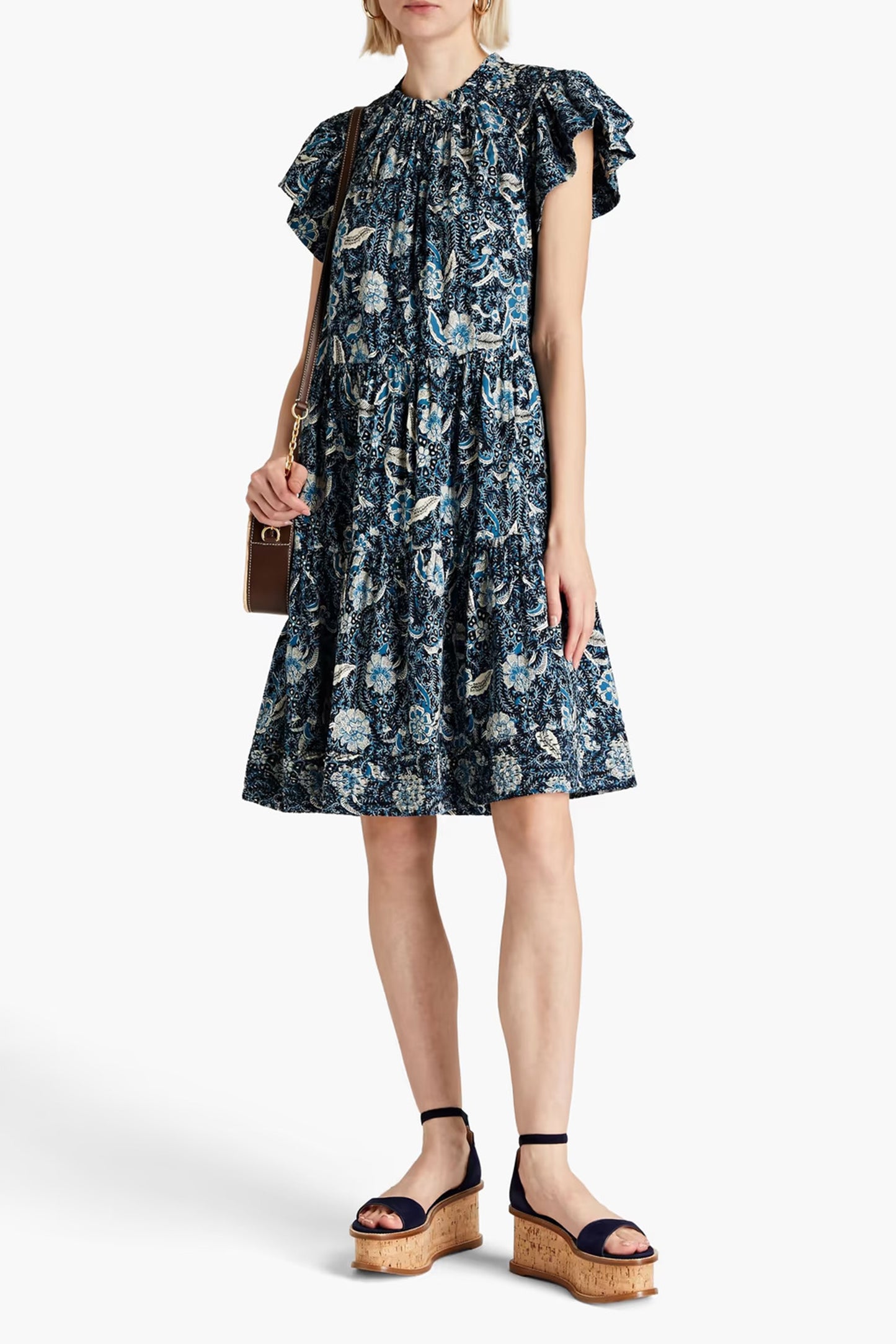 Kasim Gathered Floral-print Cotton-blend Dress
