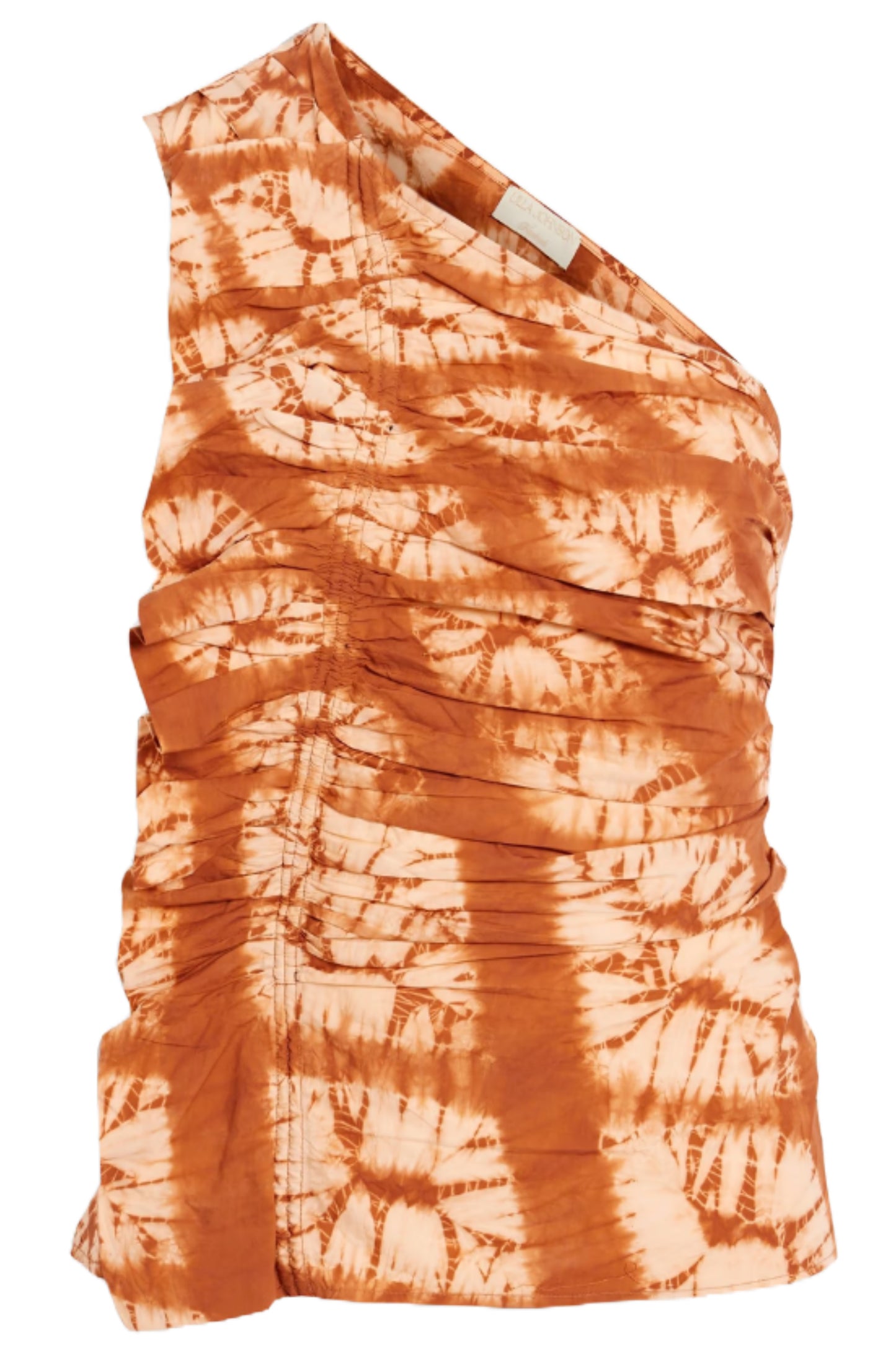 Senta One-Shoulder Ruffled Tie-Dyed Cotton Top