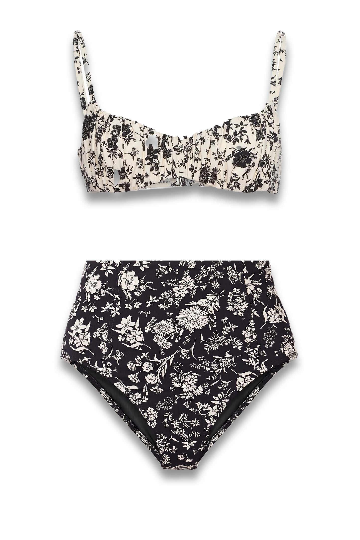 Ulla Johnson bikini set black and white floral pattern