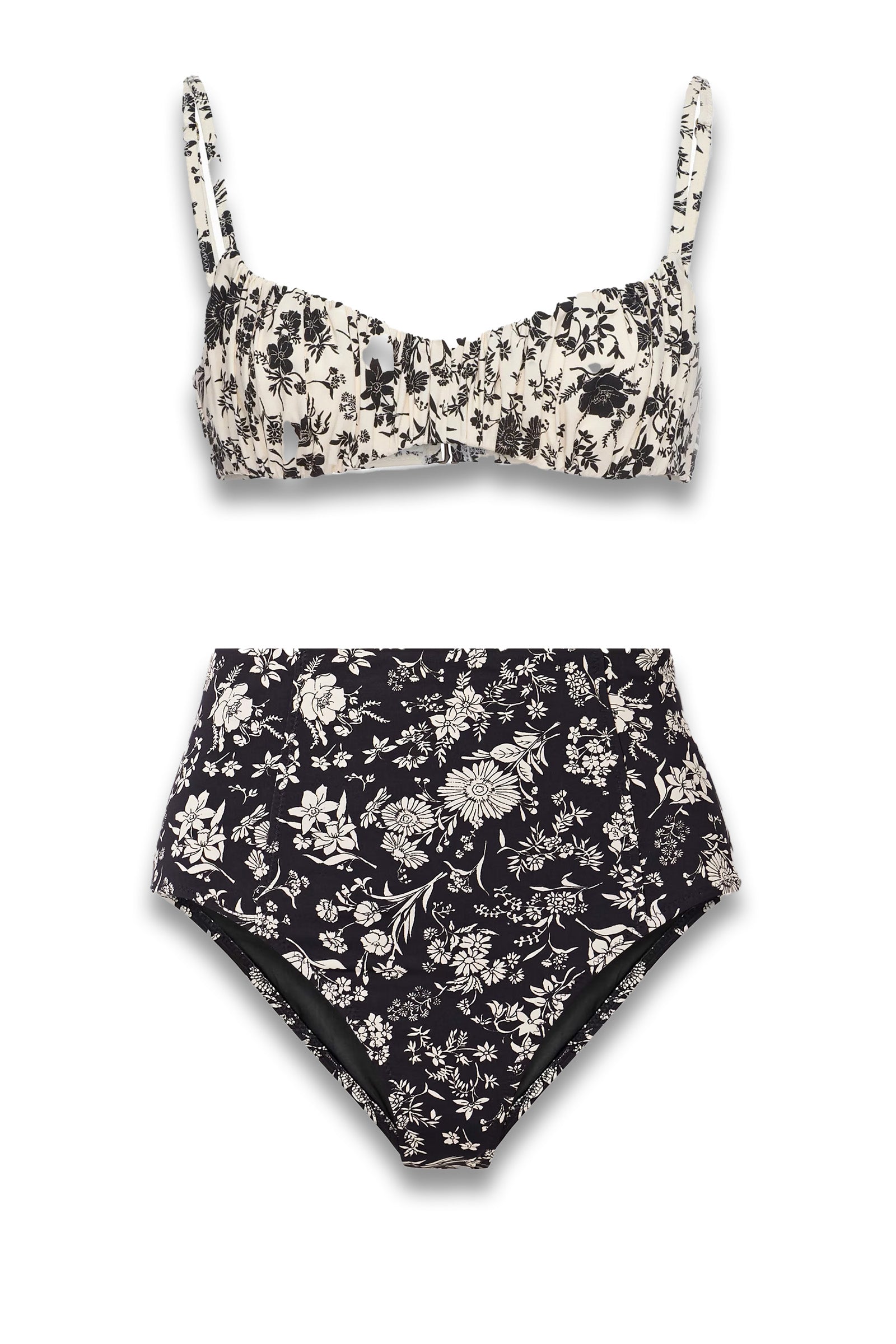 Ulla Johnson bikini set black and white floral pattern