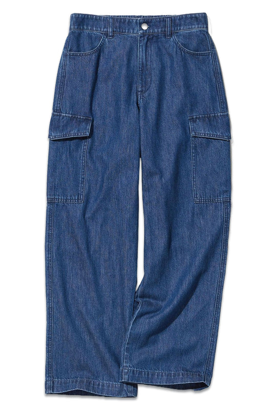 Denim Wide Straight Leg Cargo Trousers