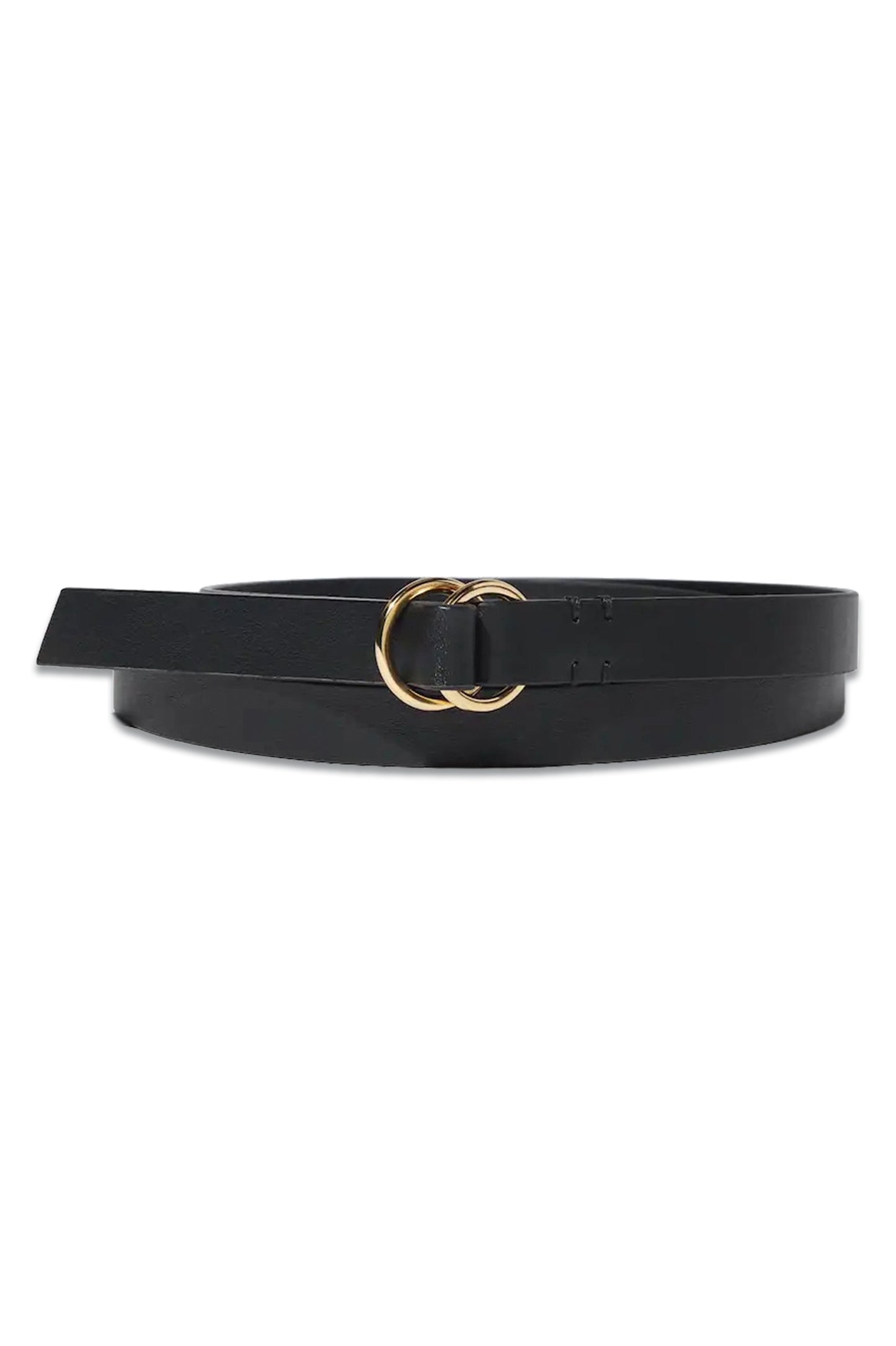 Double Ring Narrow Leather Belt