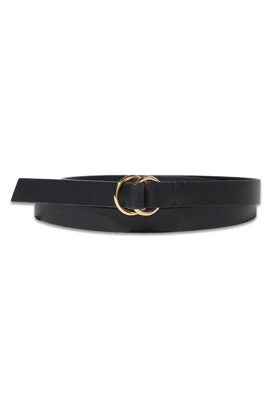Double Ring Narrow Leather Belt