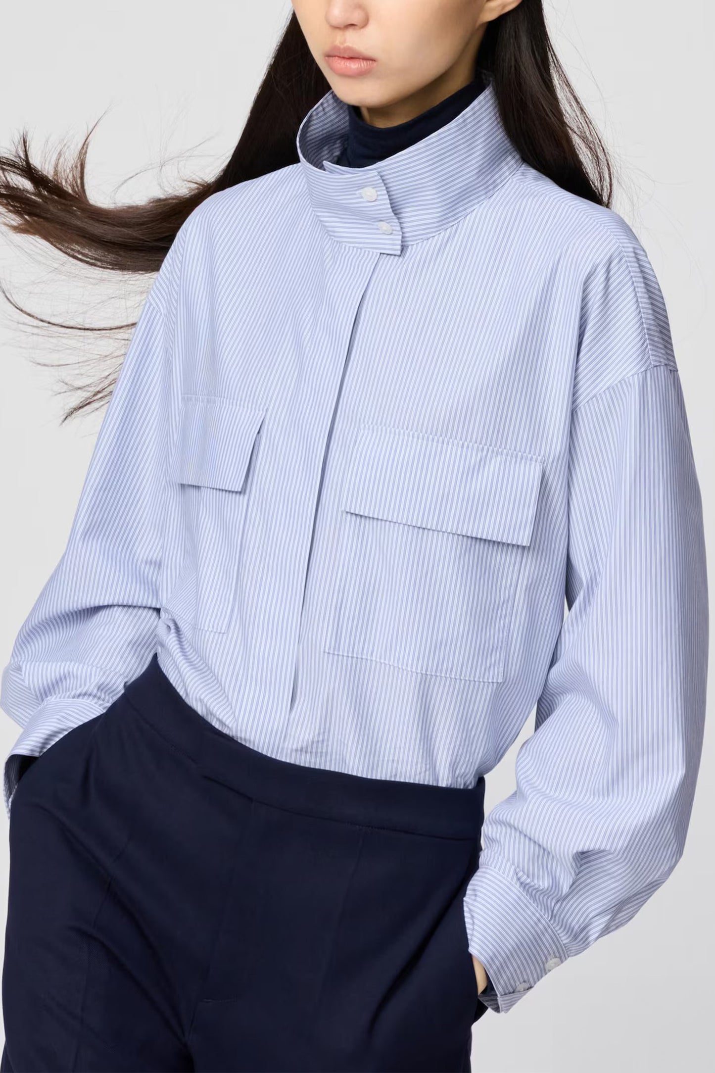 Cotton Stand Collar Shirt Jacket