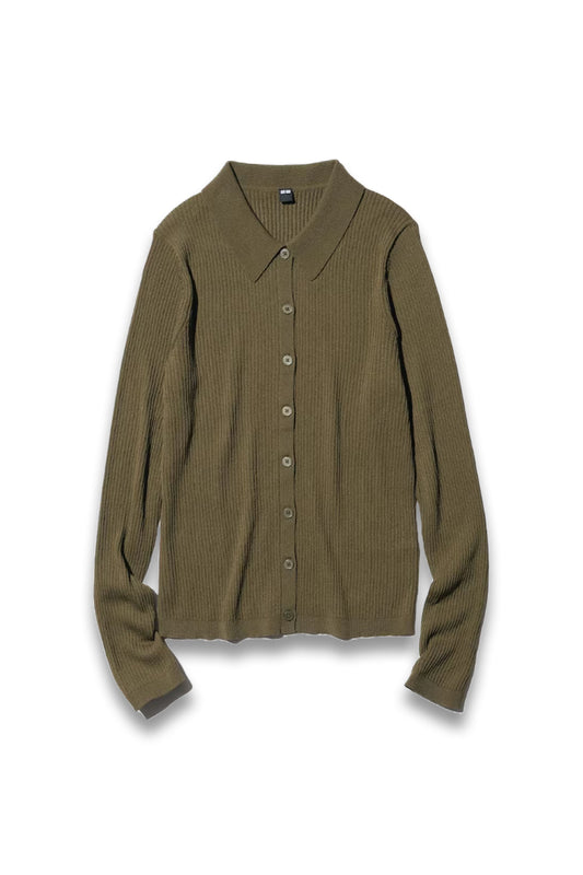 Ribbed Polo Cardigan