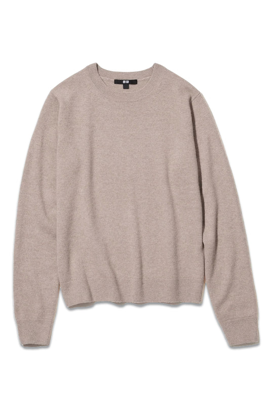 Beige 100% Cashmere Crew Neck Jumper