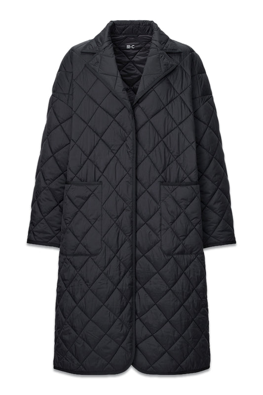 Warm Padded Oversized Coat Black