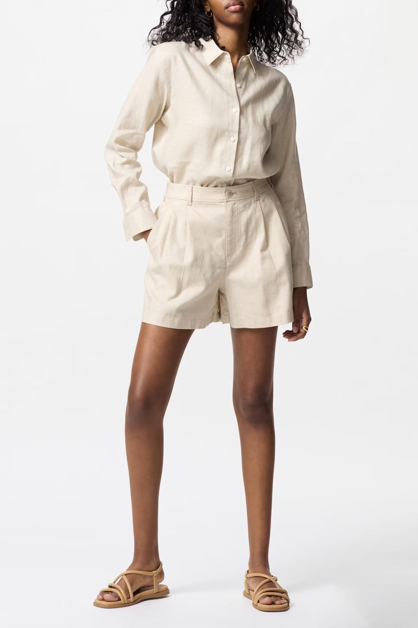 100% Premium Linen Shirt & Linen-blend Shorts