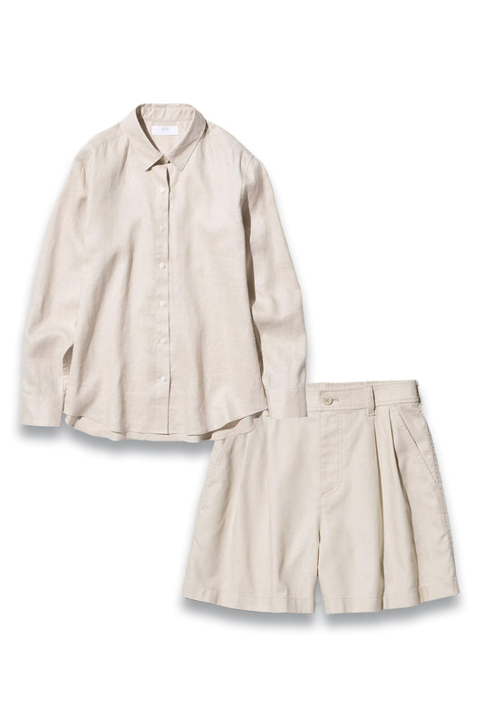 100% Premium Linen Shirt & Linen-blend Shorts