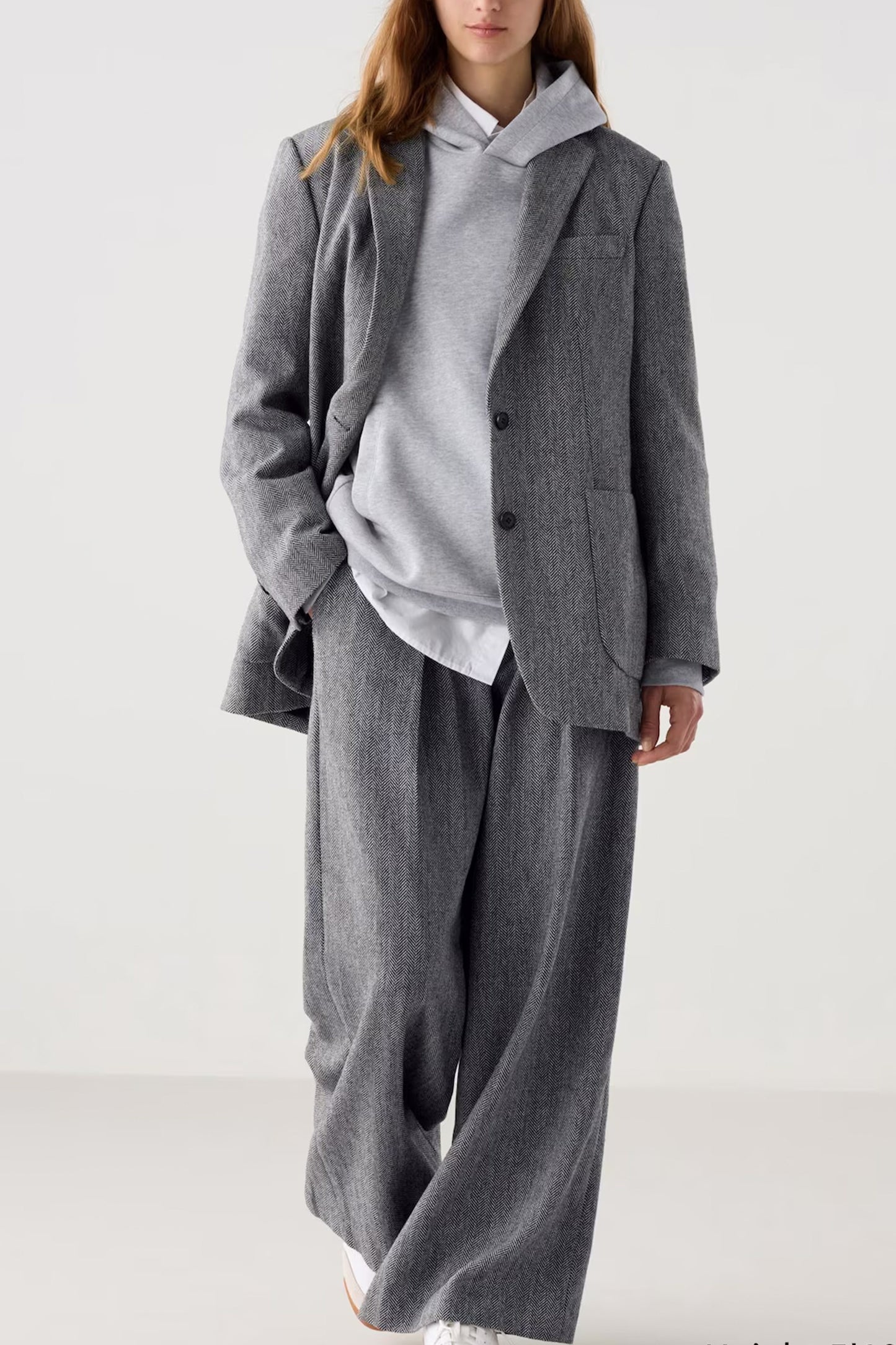Tweed Pleated Wide Trousers