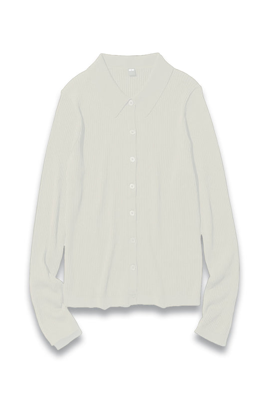 Ribbed Polo Cardigan