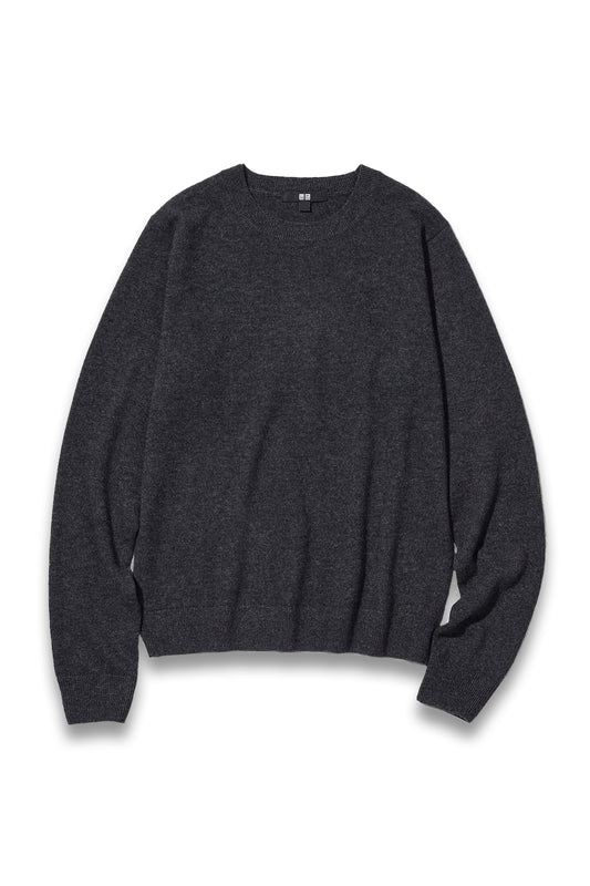 Grey 100% Cashmere Crew Neck Jumper