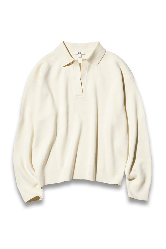 Smooth Cotton Relaxed Polo Jumper