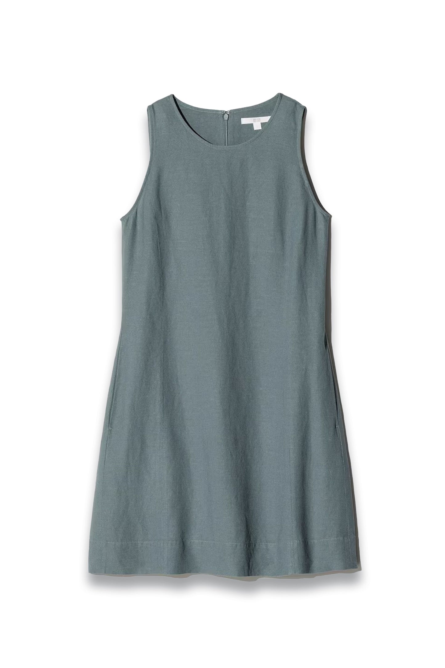 Sleeveless Linen Blend Mini Dress in Green
