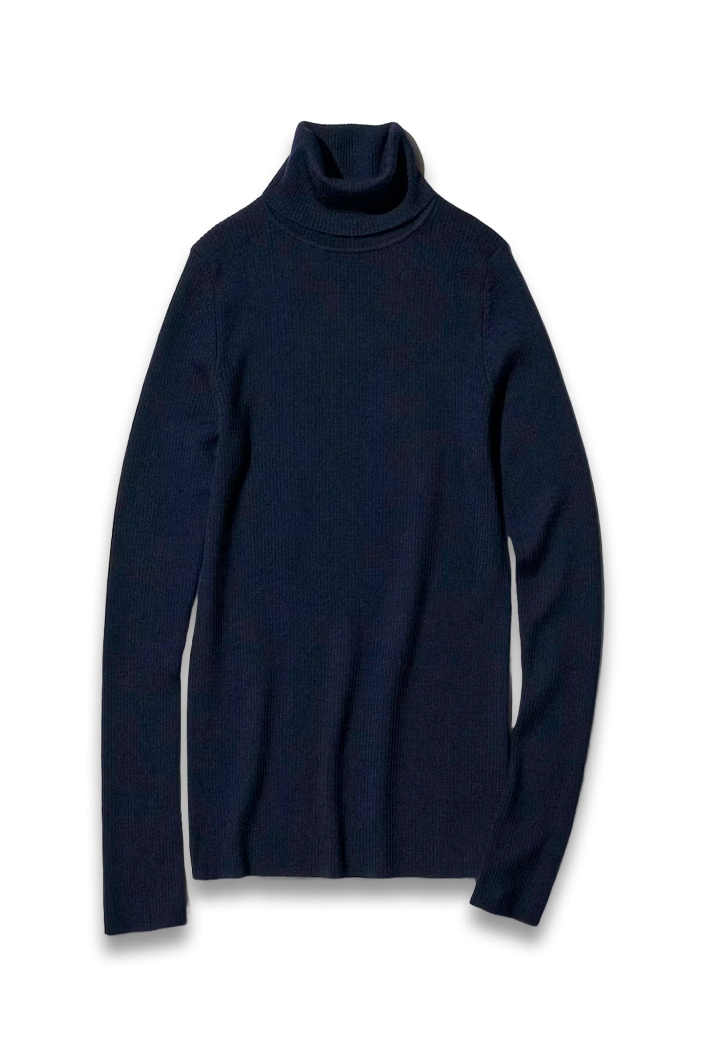 Merino Ribbed Turtleneck Jumper in Navy