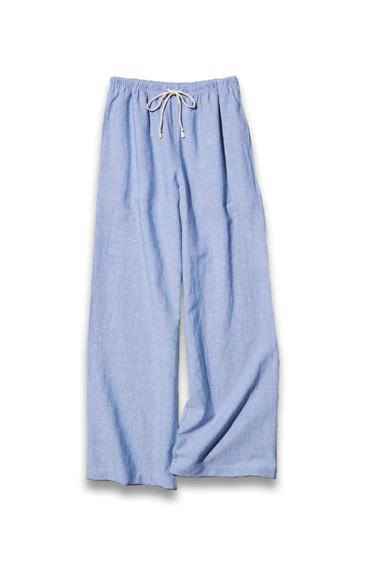 Linen Blend Easy Trousers in Blue