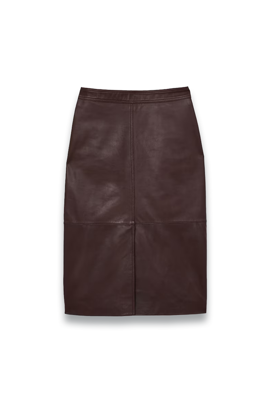 Miley Leather Pencil Skirt In Burgundy