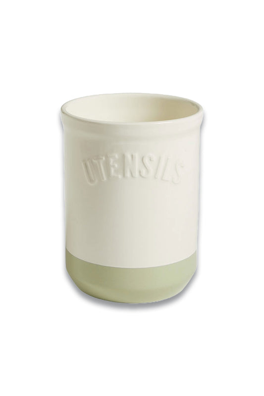 Stoneware Utensil Pot, Sage