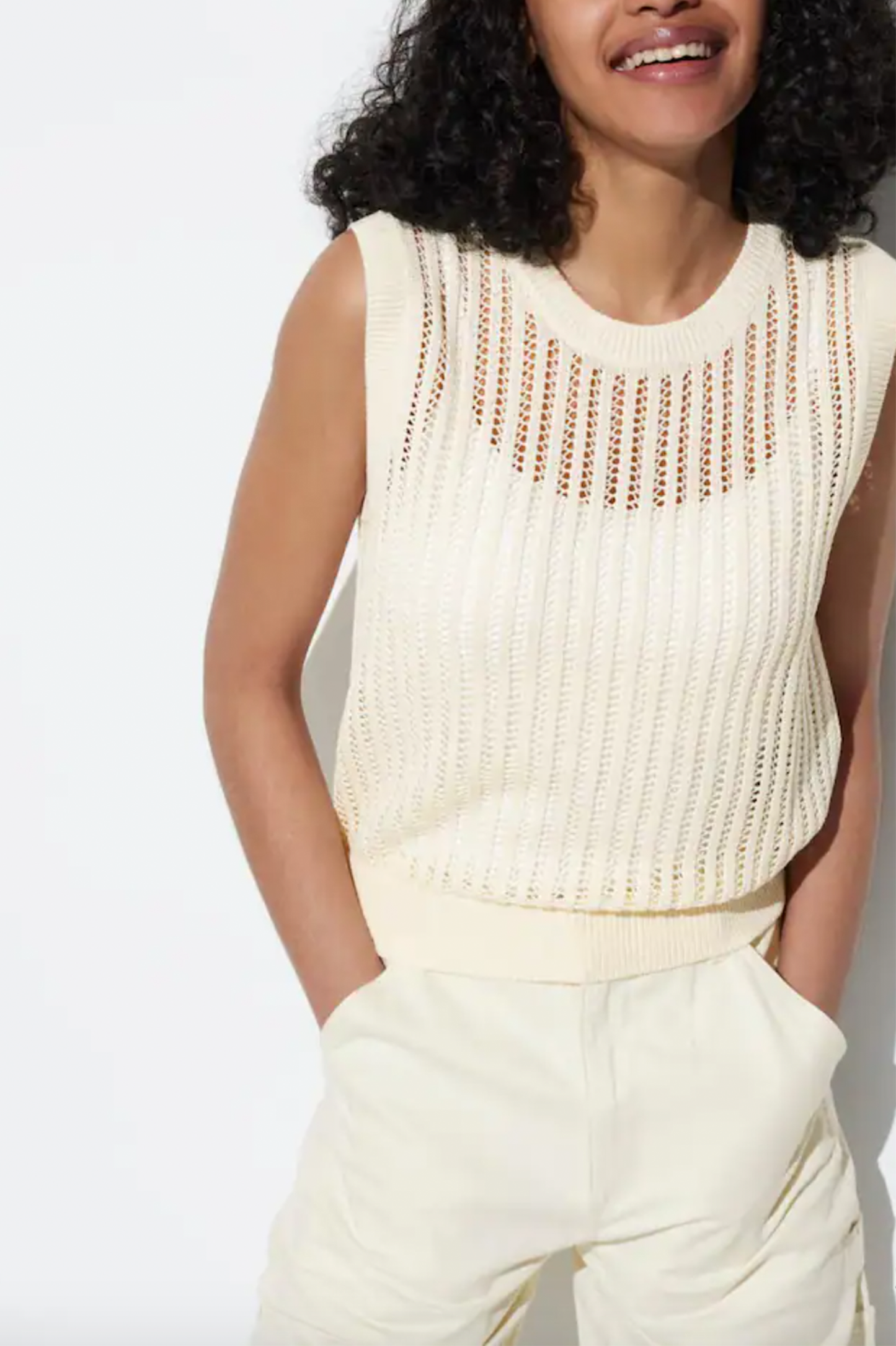 Mesh Crew Neck Sleeveless Short Jumper