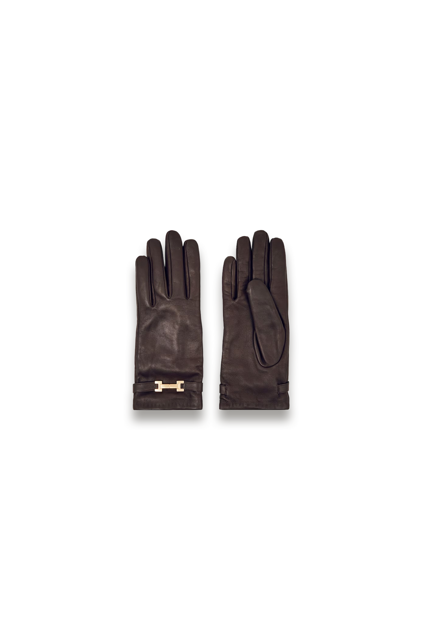 Harriet Leather Hardware-Embellished Gloves in Burgundy
