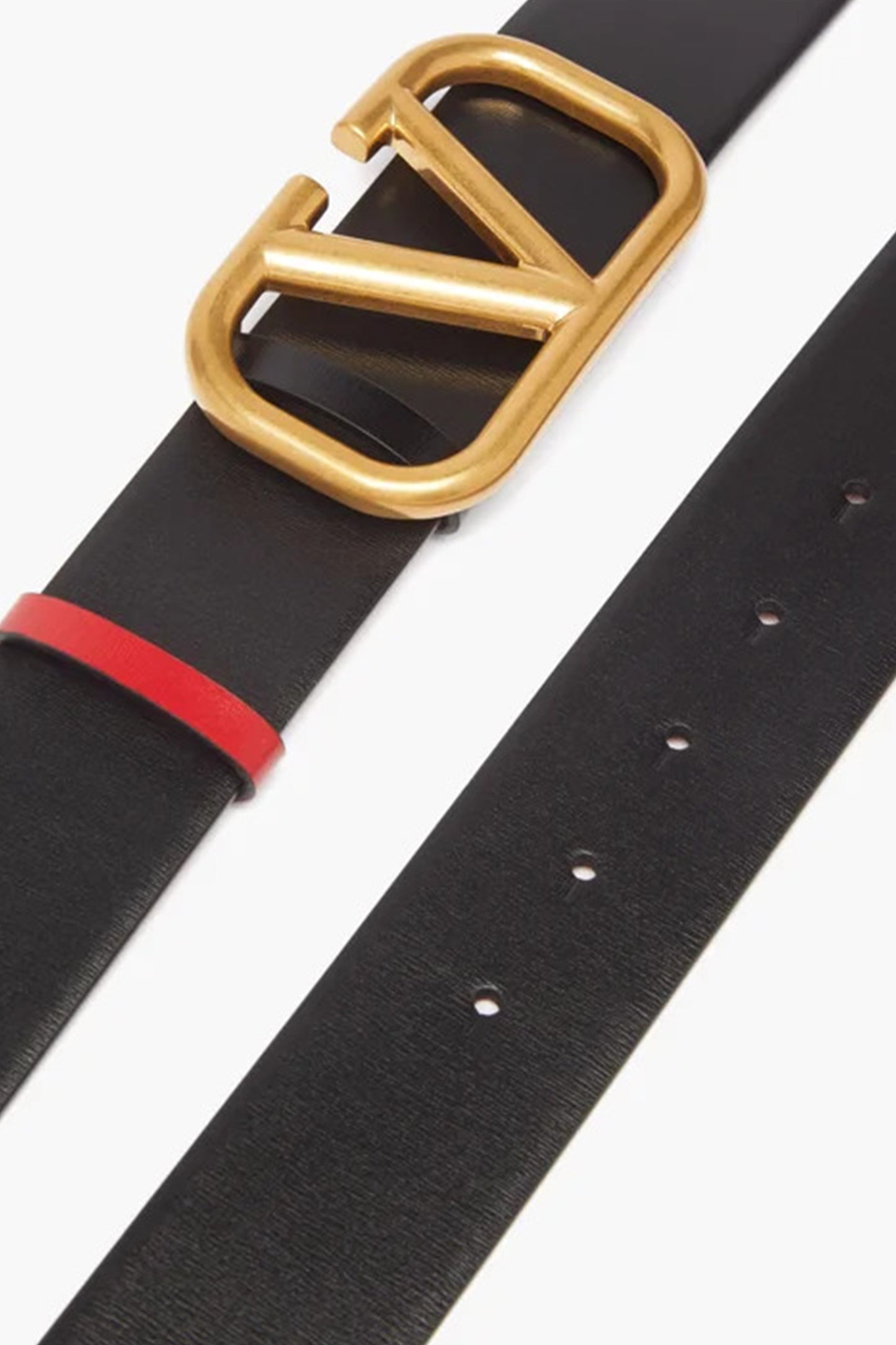 V-Logo Reversible Leather Belt