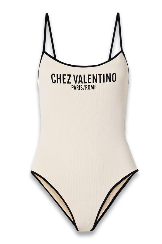Printed Waffle-Knit Swimsuit