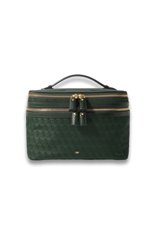 Vanity Kit Leather-Trimmed Nylon-Jacquard Cosmetics Case