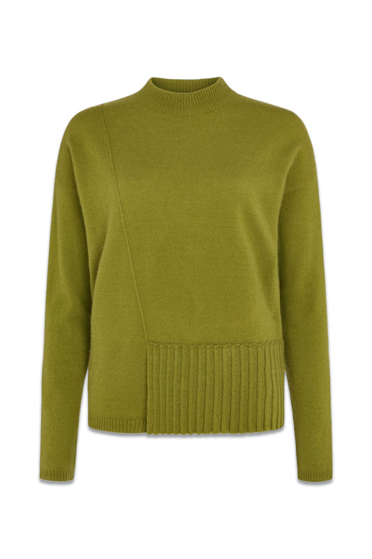 Bamboo Green Cashmere Sweater With Pleats