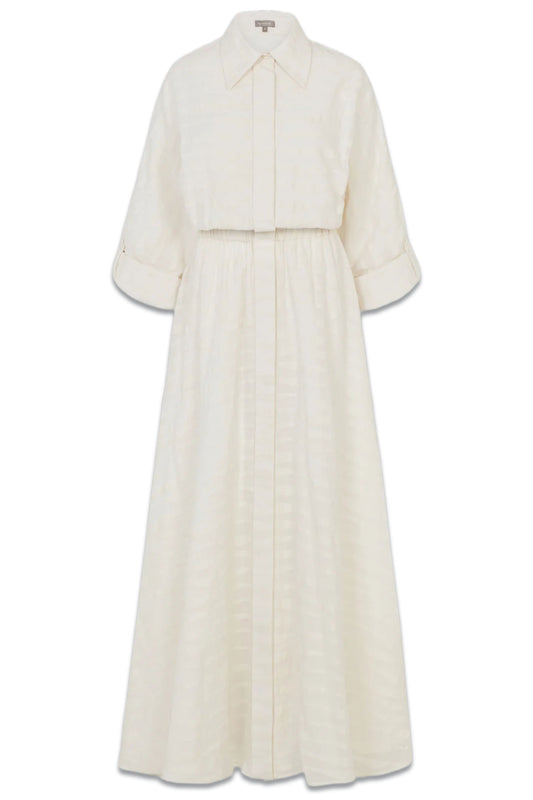 Off-White Hand Woven Jamdani Ryka Maxi Dress
