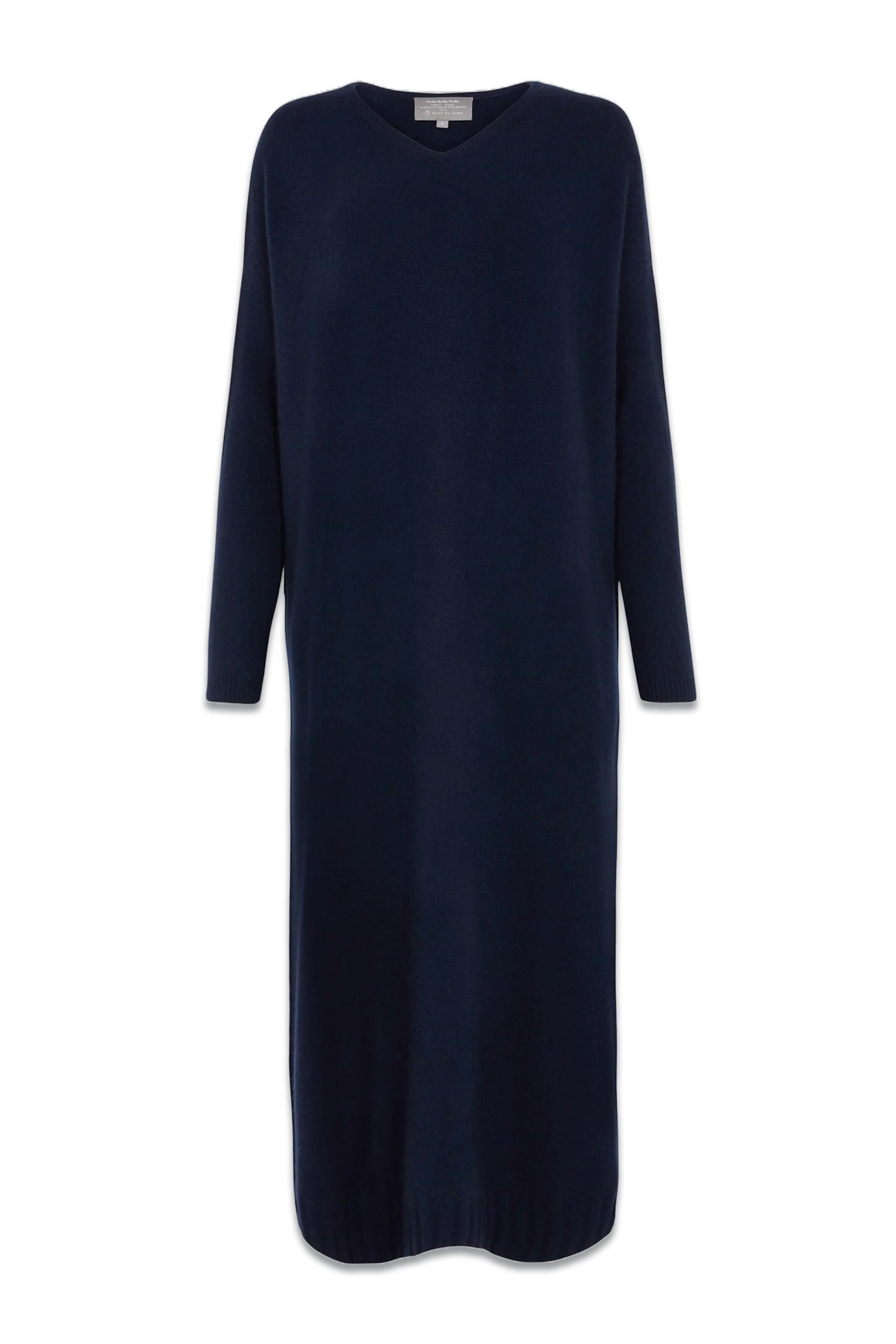 Navy V Neck Cashmere Maxi Dress