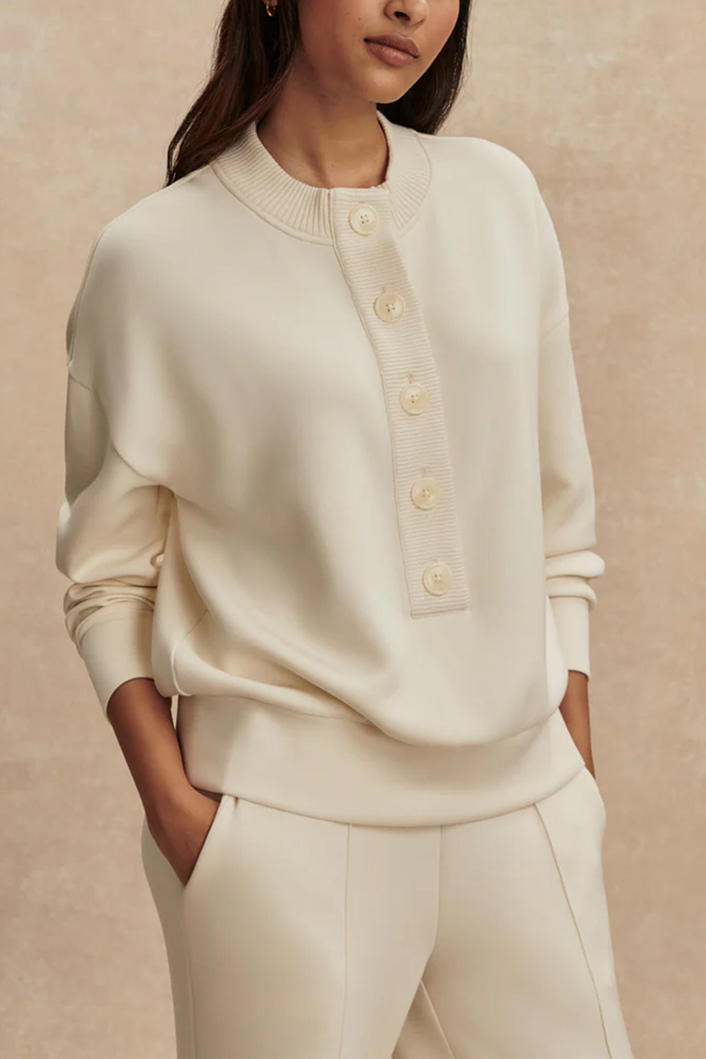 Reena Button Front Sweat